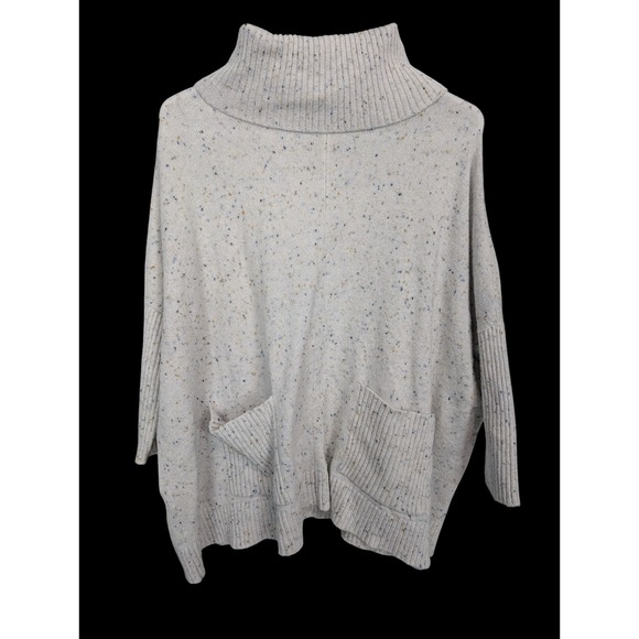 LOFT Turtleneck Poncho Sweater Pullover Pockets Speckled Knit Size S - Picture 1 of 3